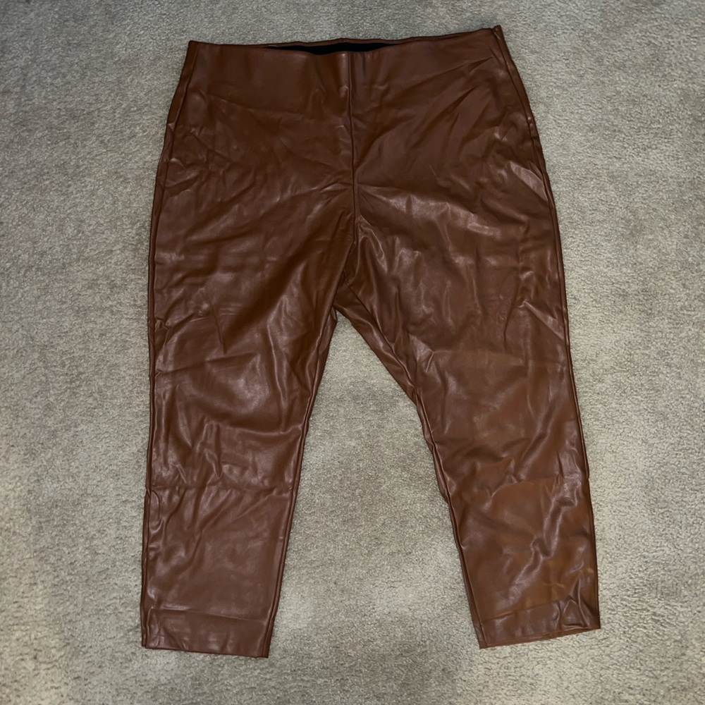 Old Navy Cognac Faux Leather Pants | Plus Size 28 | NWT